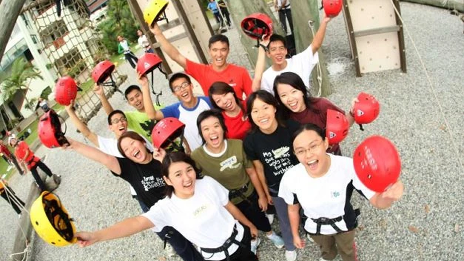 Photograph of Public Service Commission (PSC) Scholarship Holders taken during Outward Bound Singapore (OBS) Camp.